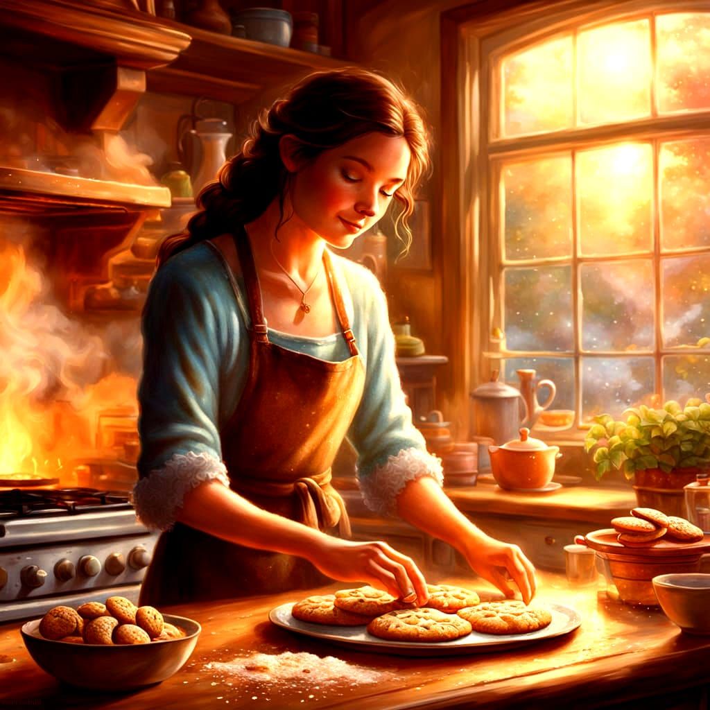 Whimsical Brunette Bakes Cookies in an Enchanted Realm