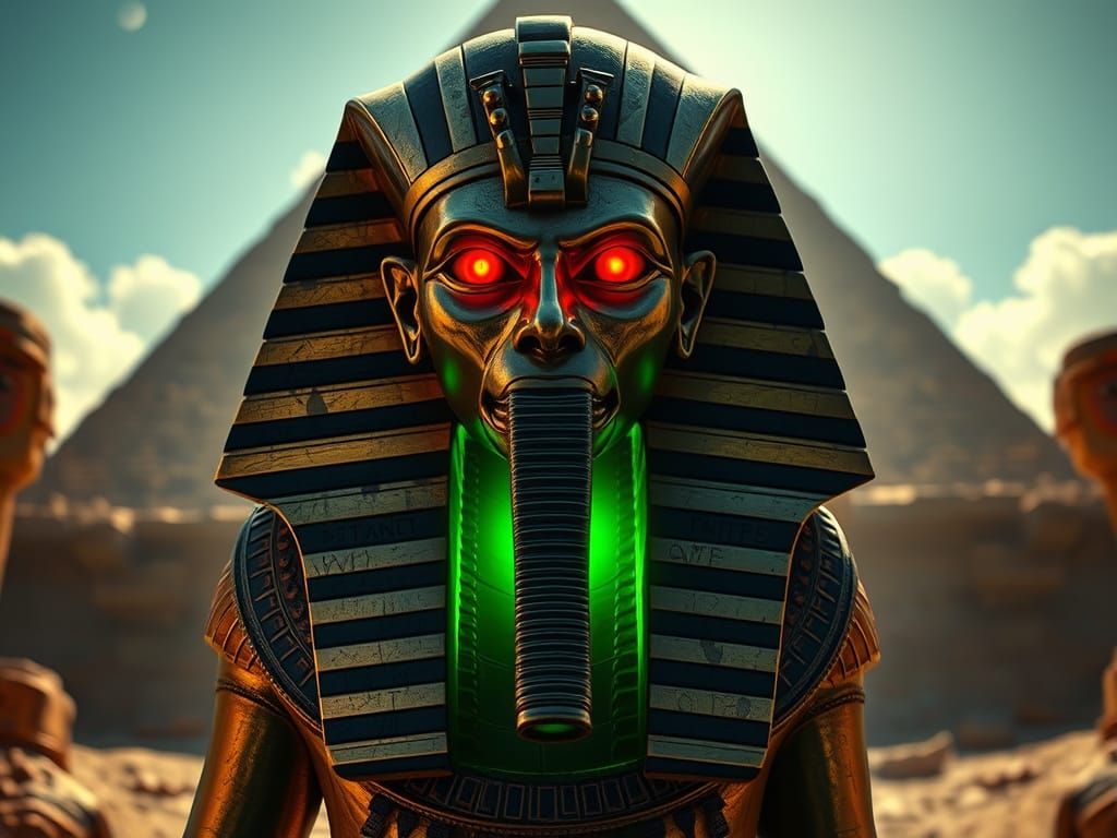 Cursed Pharaoh Emerges from Tomb with Glowing Aura