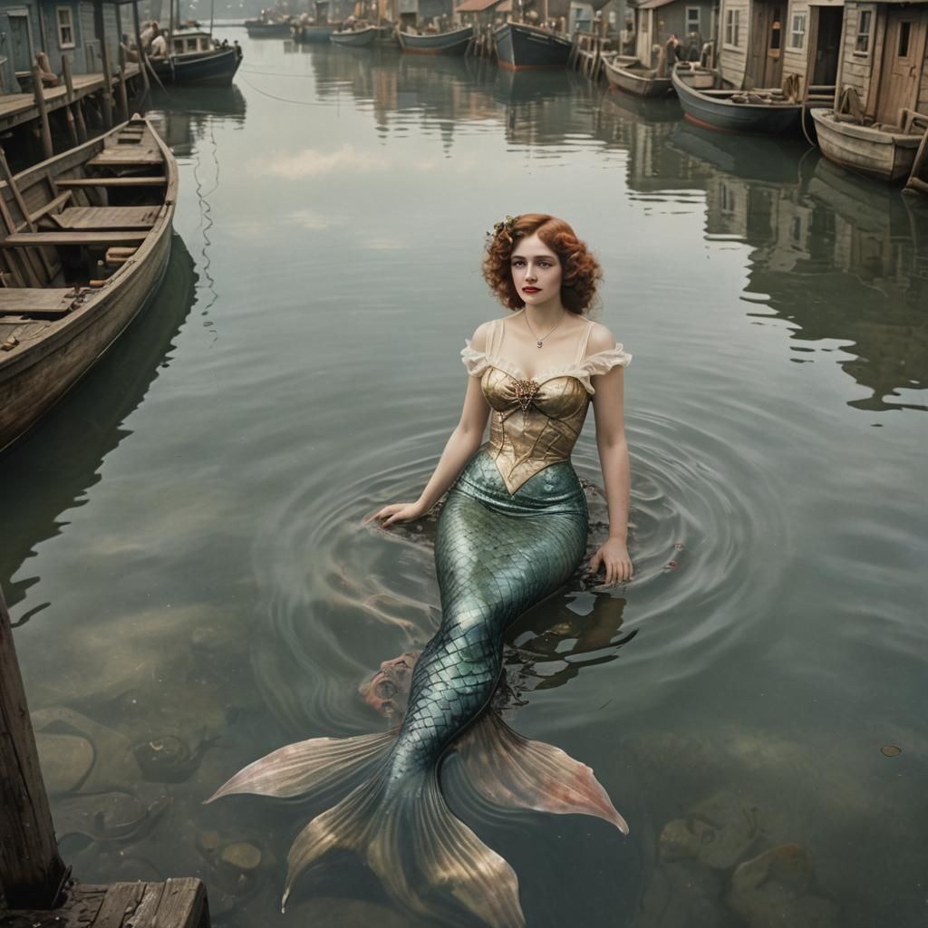 Chic Mermaid in 1920s Harbor Fishing Village