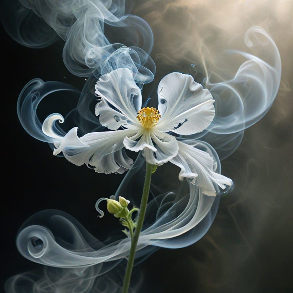 Ethereal Flower in Swirling Smoke