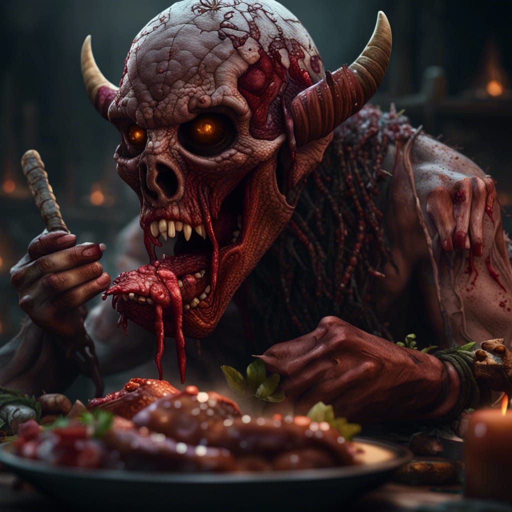 Cannibalistic Feast in Detailed Matte Painting