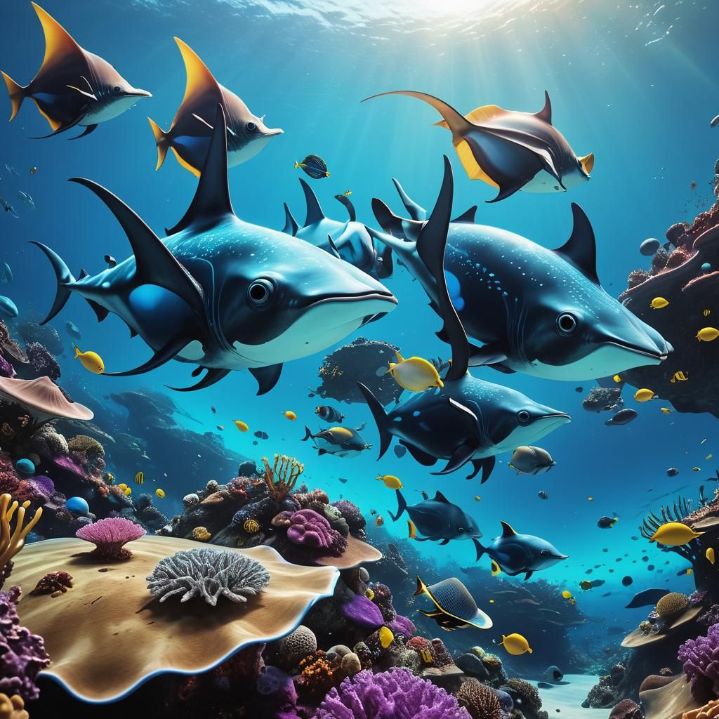 Exoplanet: Bioluminescent Alien Creatures in Digital Art