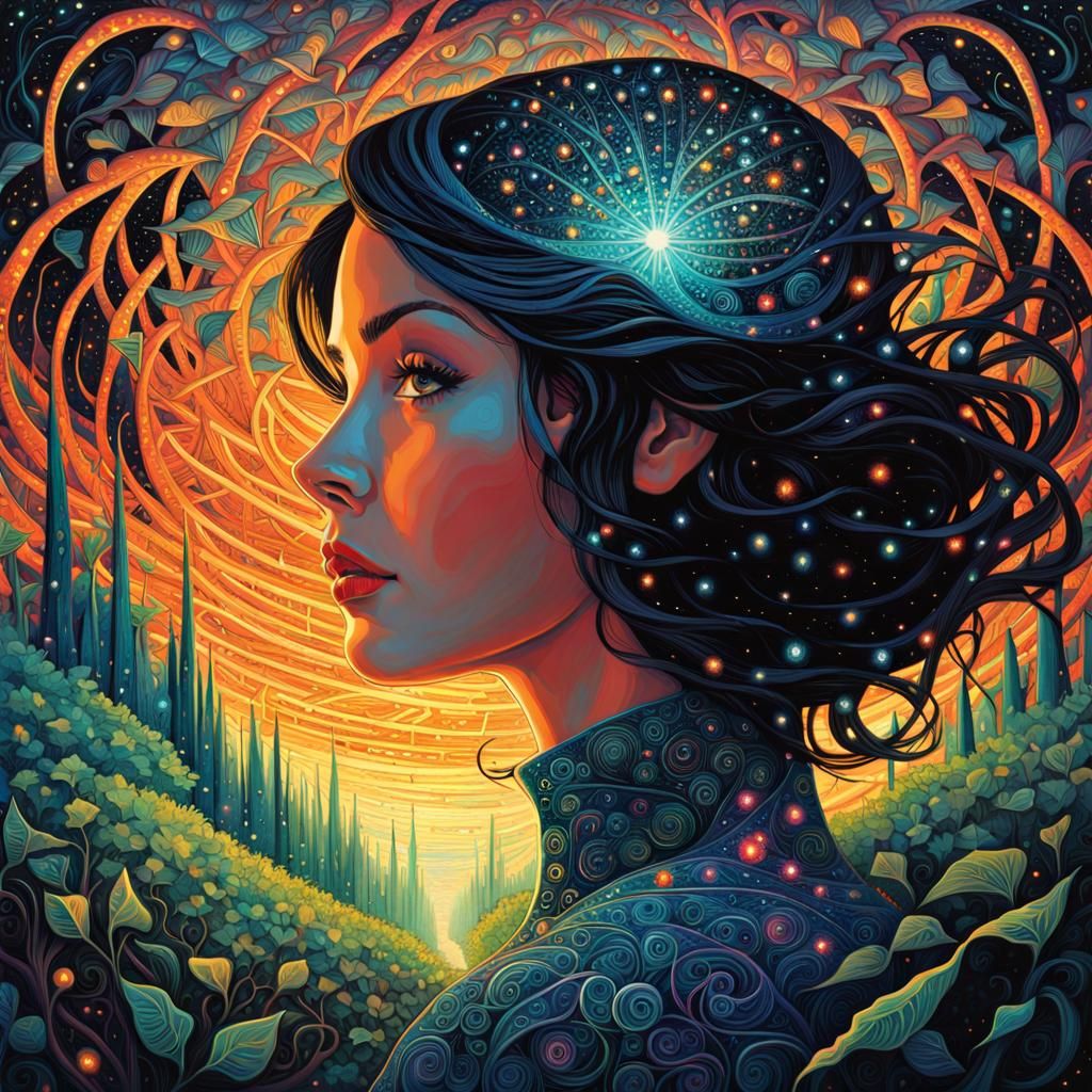 Bioluminescent Maze: A Sci-Fi Wanderer's Journey