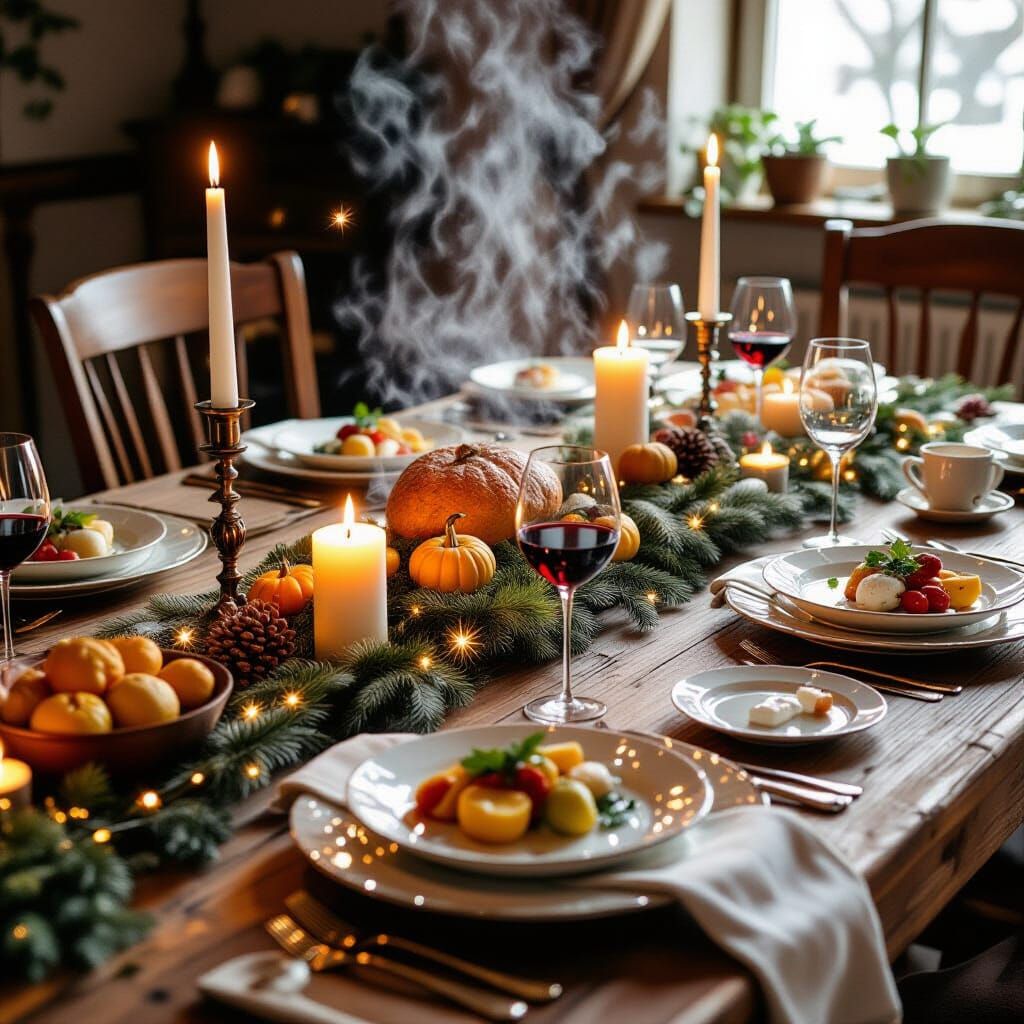 Magical Feast Displayed on an Ornate Table