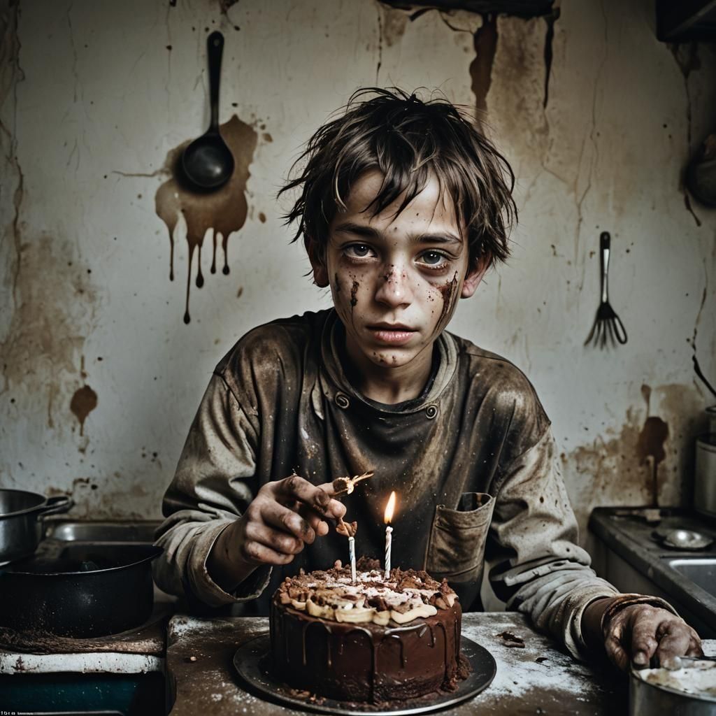 Filthy Boy with Chocolate Portrait