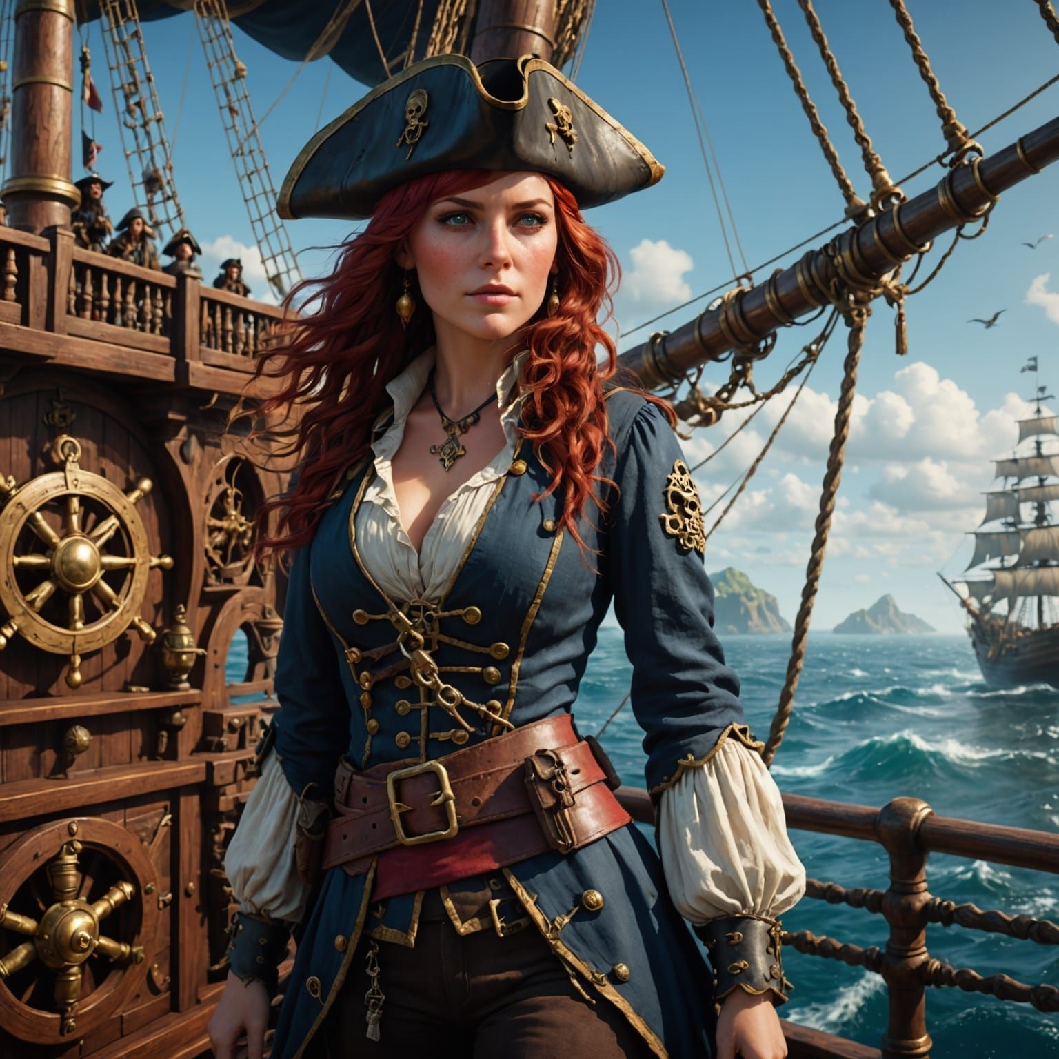 Fantastical Pirate Maiden on a Treasure Quest