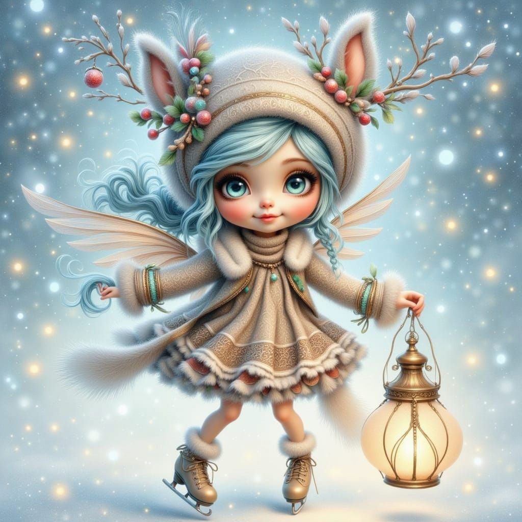 Frost Sprite Ice Skating with Crystal Wings