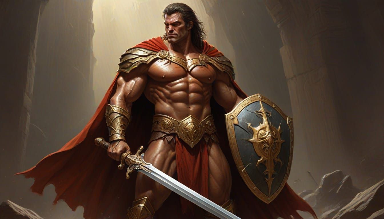 Heroic Fantasy Warrior in Traditional Style