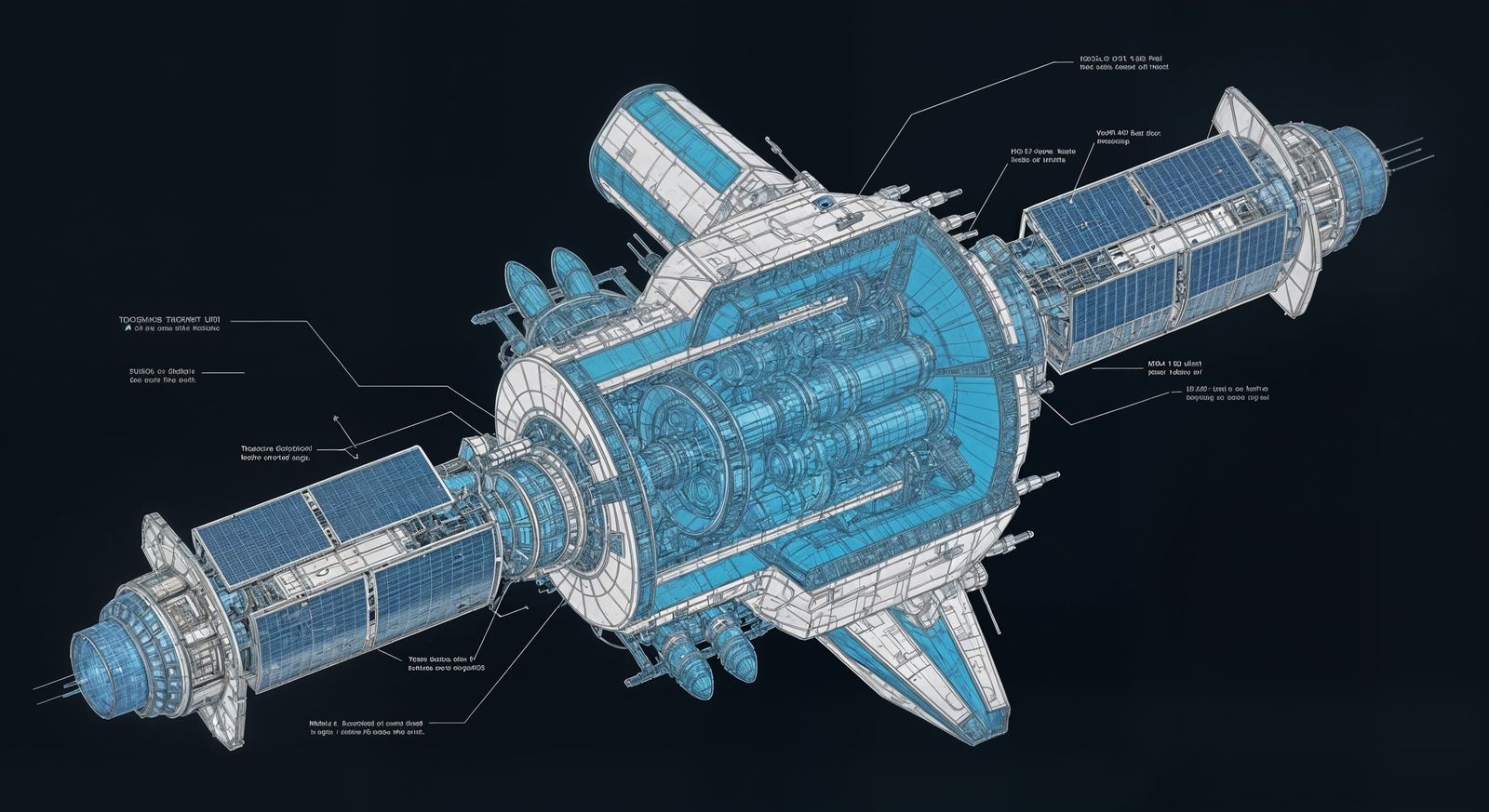 Detailed Blueprint of a Futuristic Colonial Satellite