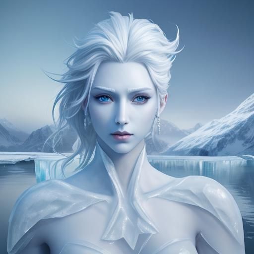 Icy Man Portrait in Fantasy Landscape