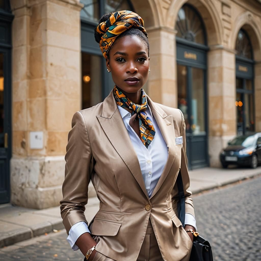 Elegant African Woman in Preppy Business Attire