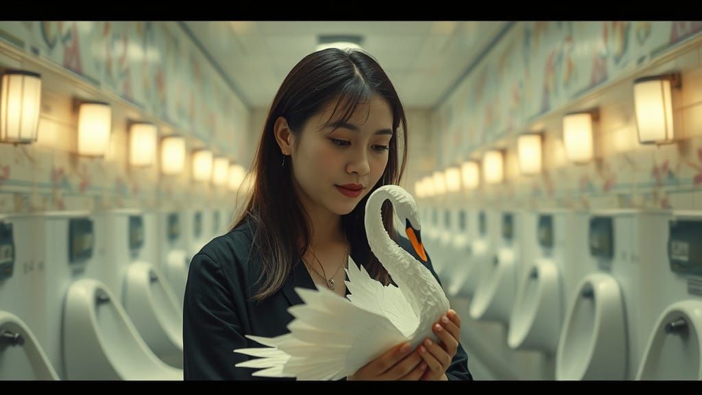 Toilet Paper Origami Masterpieces in Restrooms