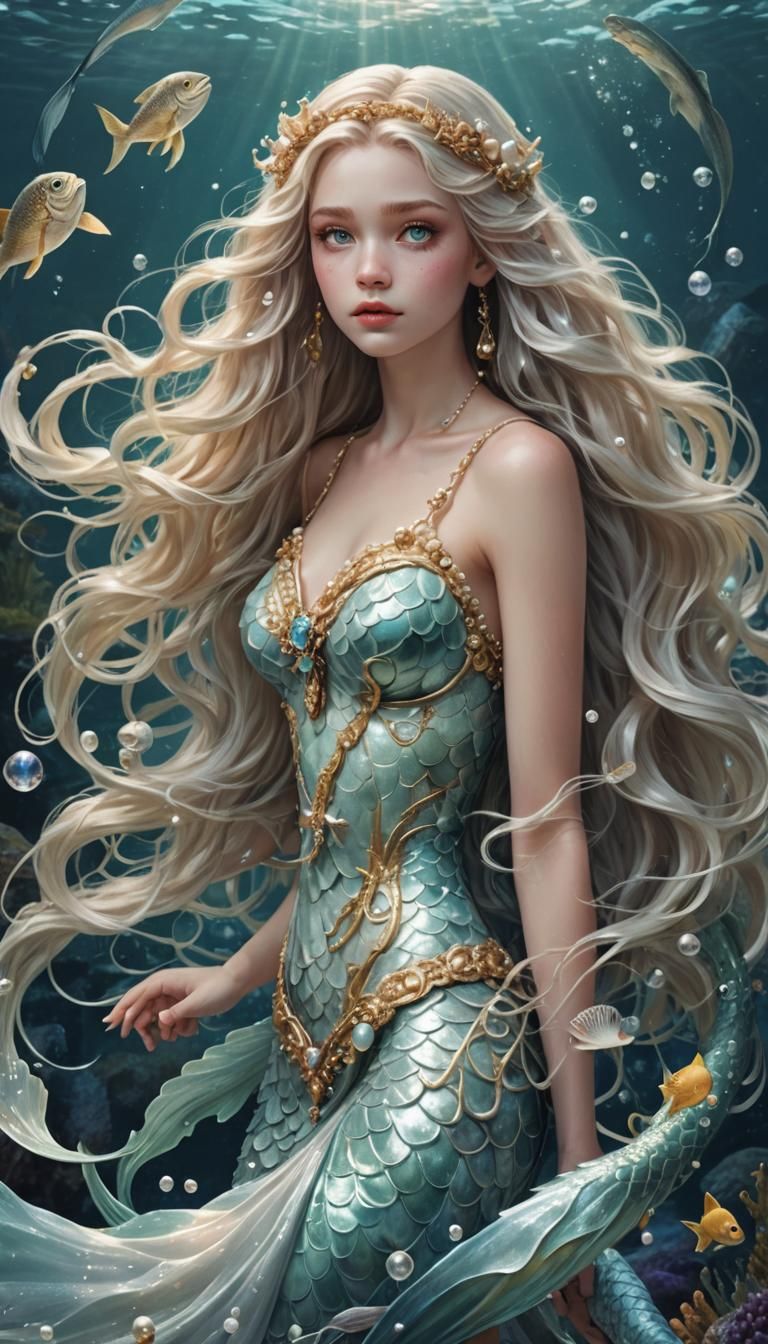 She had eyes as bright as pearls and hair that flowed like s...