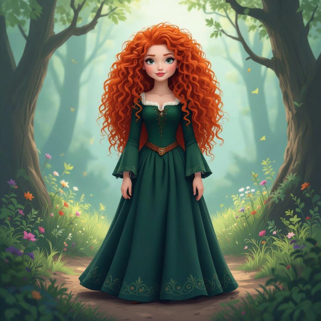 Dove Cameron as Merida in Mystical Forest Art