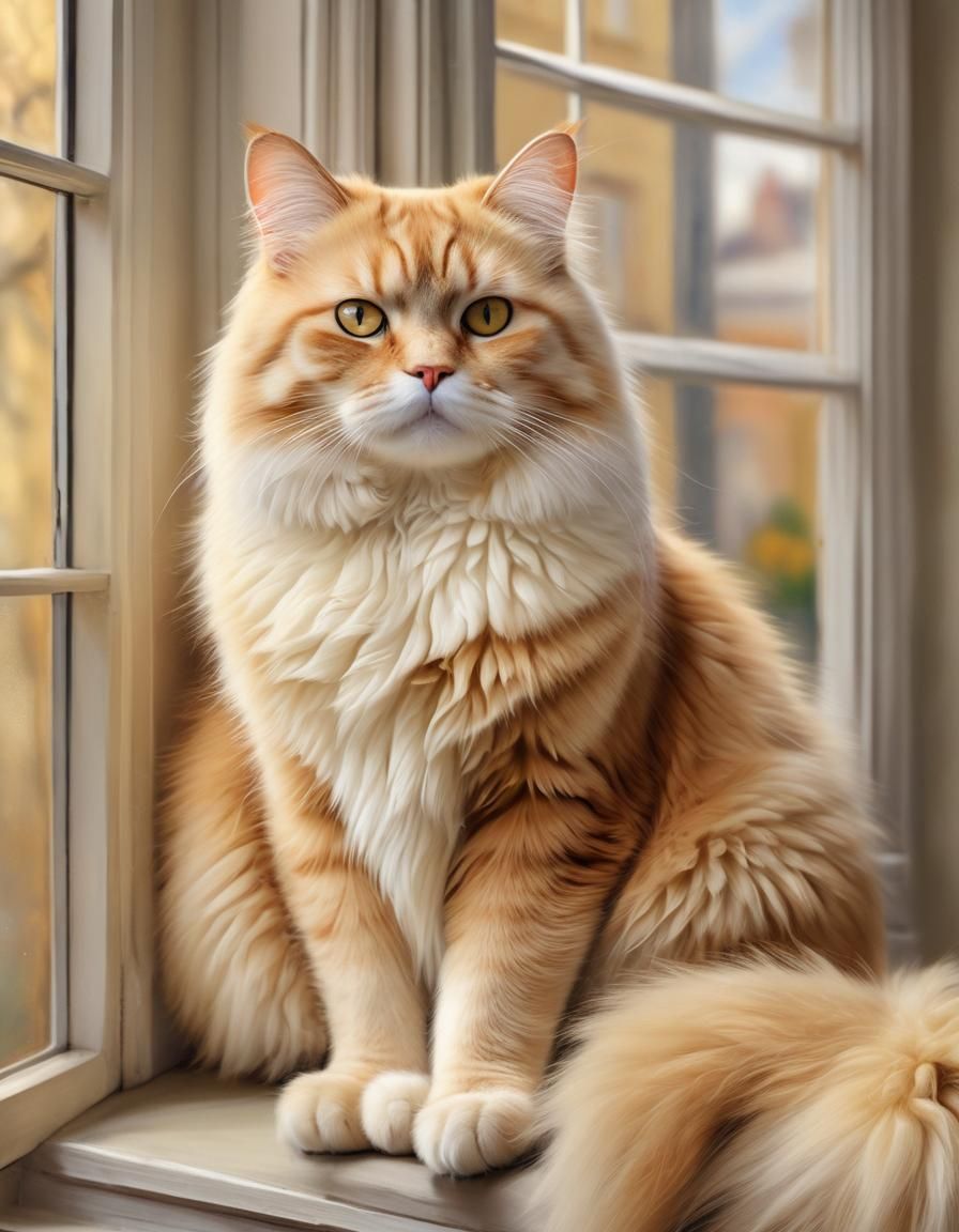 Impressionist Portrait of a Fluffy Cat