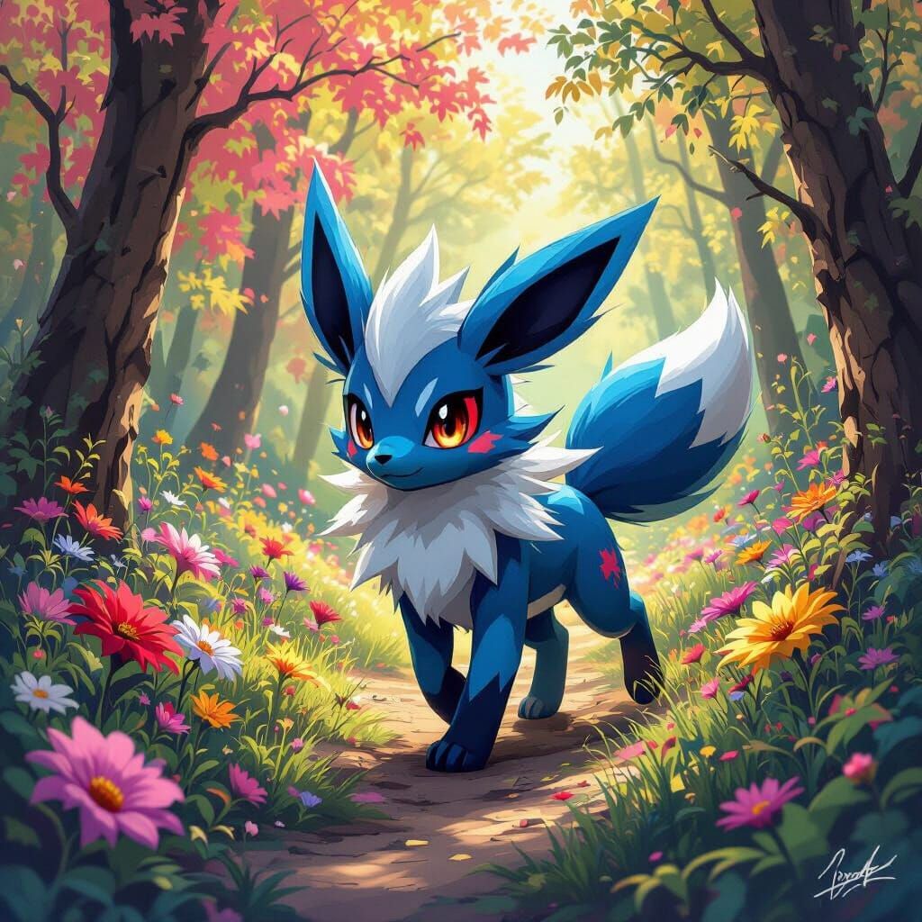 Leafeon in Graffiti Art Style Woods