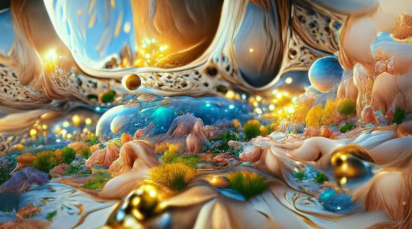 Luminous Balloon Landscape in a Fantasy World