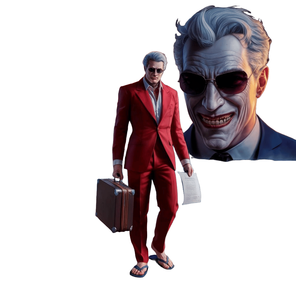 Evil Genius Villain on Italian Beach: Hyperrealistic Art