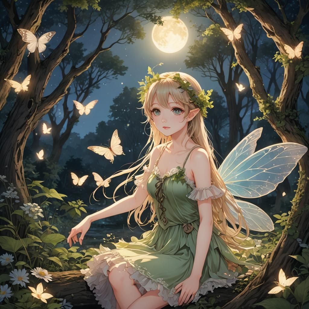 Ethereal Woodland Fairy in Anime Style