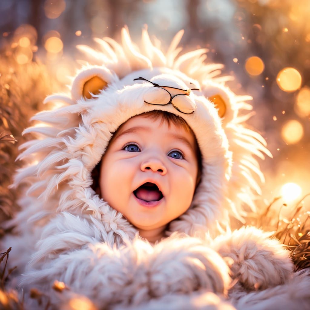 Adorable Baby in Lion Costume - Storybook Style