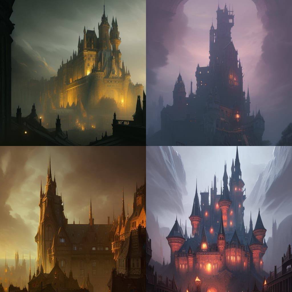 Detailed Dark Fantasy Castle Concept Art