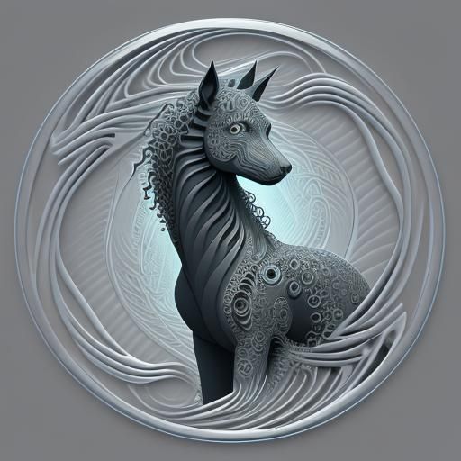 Abstract Kelpie Fractal Design with 3D Shading