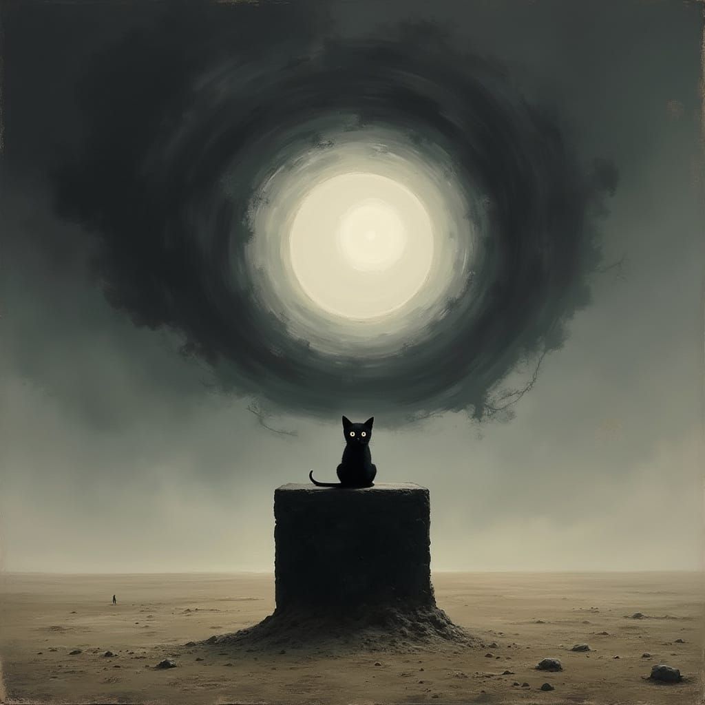 Enigmatic Feline Form on a Cosmic Monolith