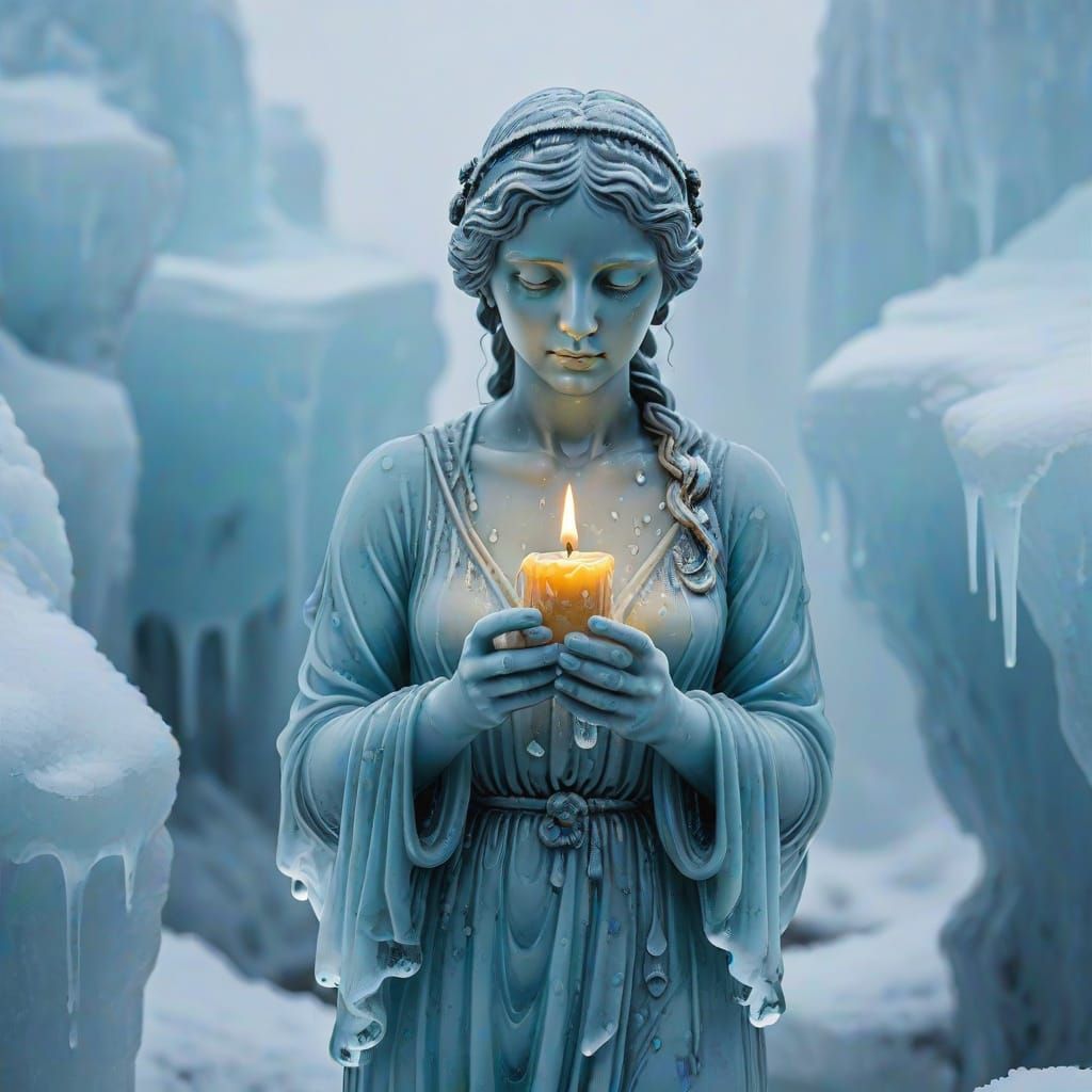 Melting Ice Statue of Roman Woman