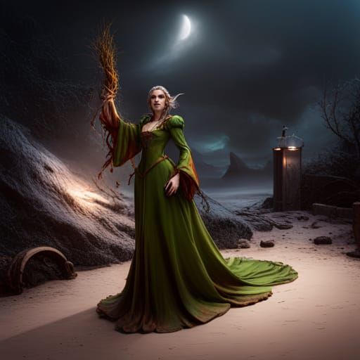 Fantasy Witch Matte Painting in Deep Color