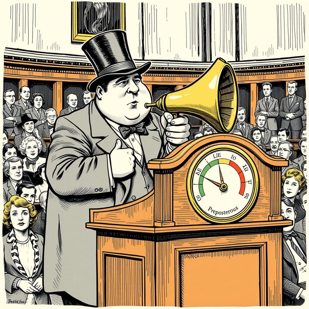 Victorian Politician Booms Out a Satirical Speech with a Whi...