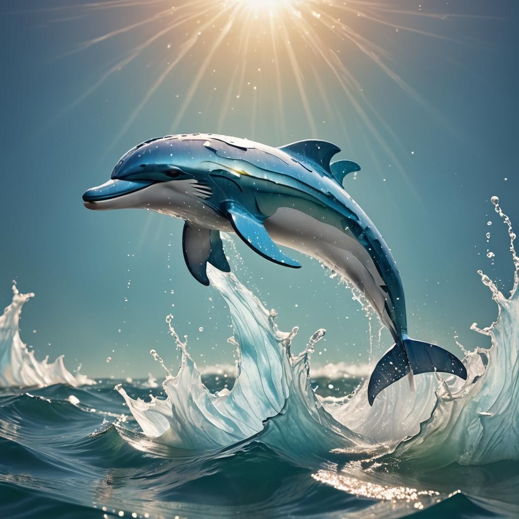 Giant Paper Dolphin Leaps in Digital Matte Painting