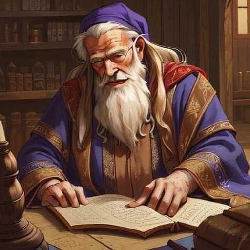 Centenarian Jewish Man in Fantasy Marketplace Portrait