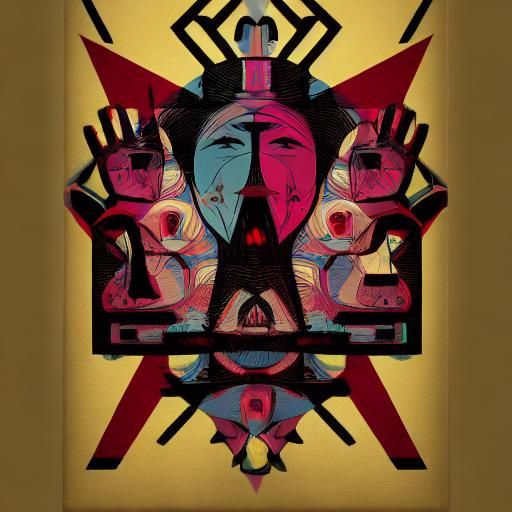 Macabre Pop Art in Geometric Bauhaus Style