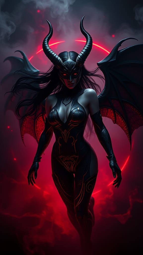 Cinematic Portrait of Lilith Emerging from Portal