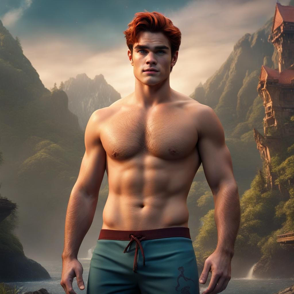 Muscular Man in Underwear: Detailed Matte Painting