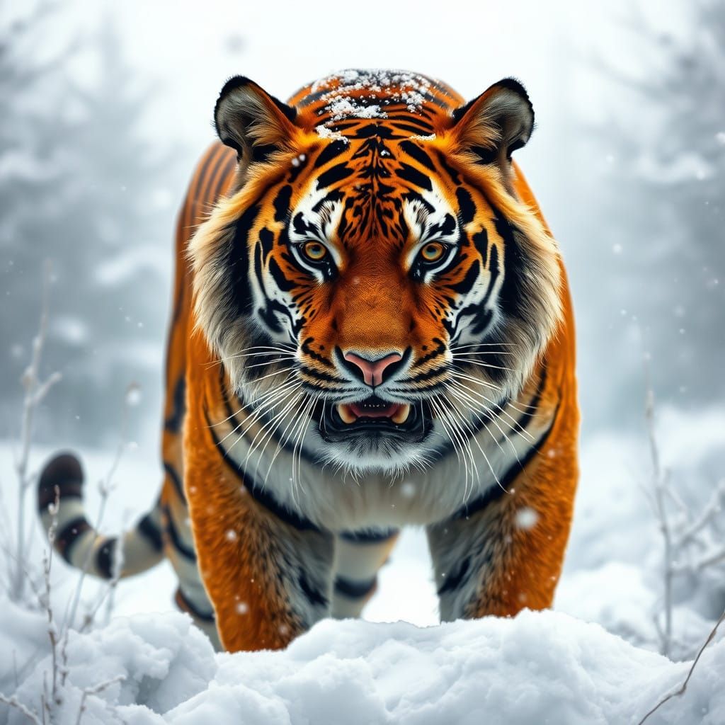 Wild Tiger Dominates Frosty Winter Landscape