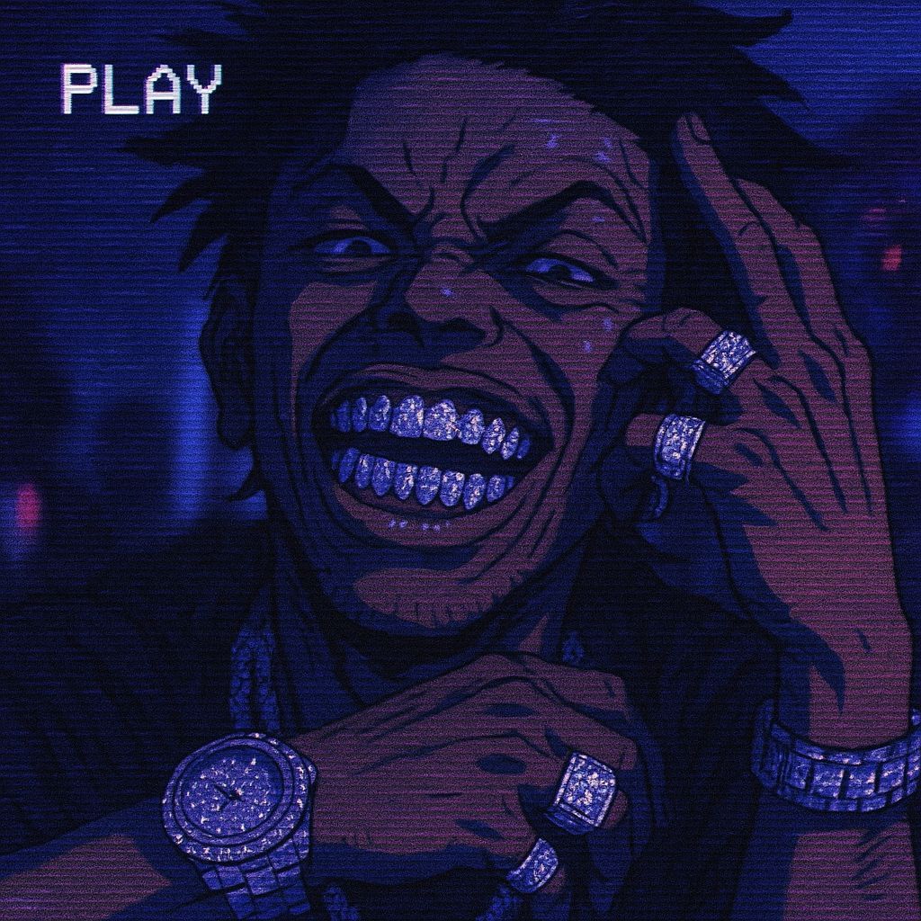 Man with Diamond Grills in VHS Style