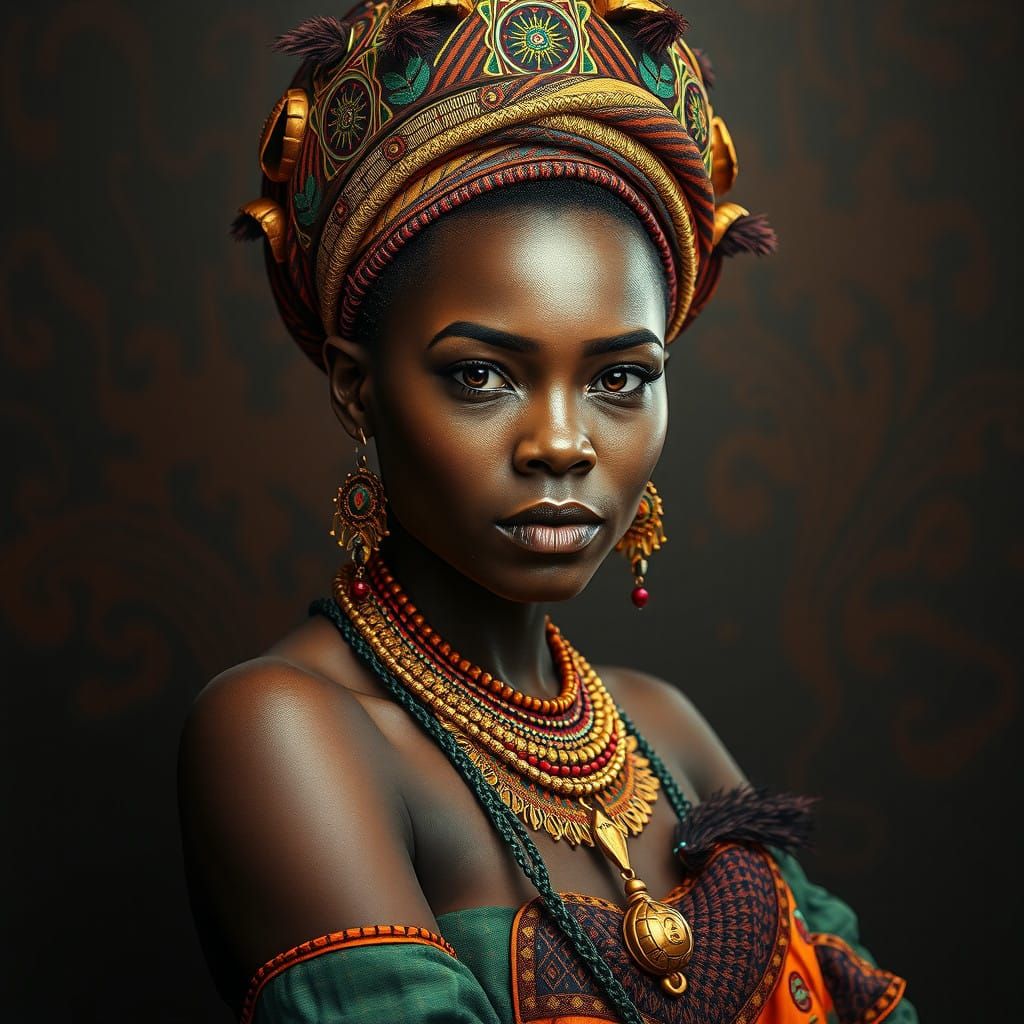 African Goddess in Traditional Attire