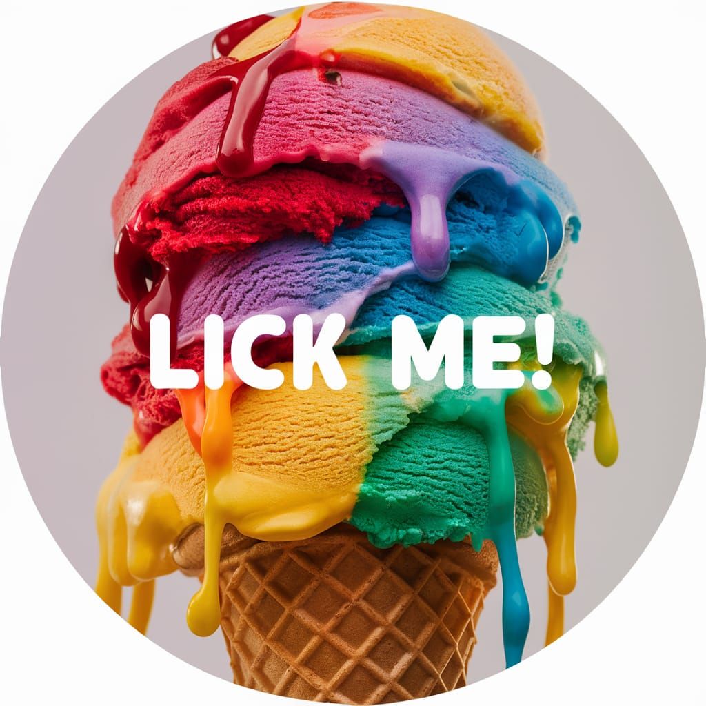 Sensational Rainbow Ice Cream Cone Teases with 'LICK ME!'