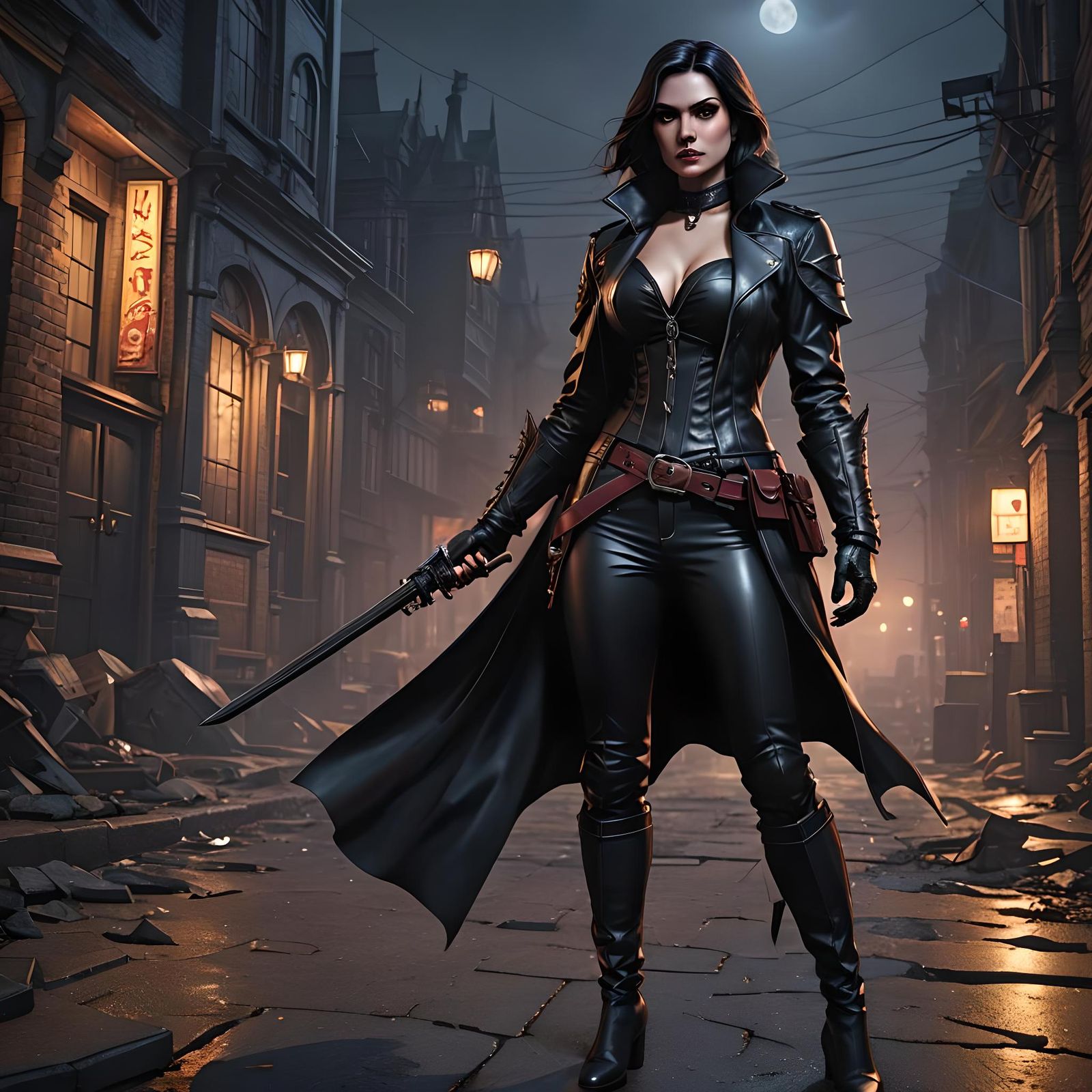 Vampire Hunter in Comic Noir Style