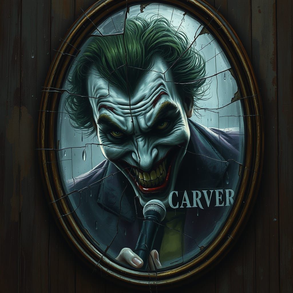 Joker's Reflection: Dark Romantic Realism in Grimy Decay