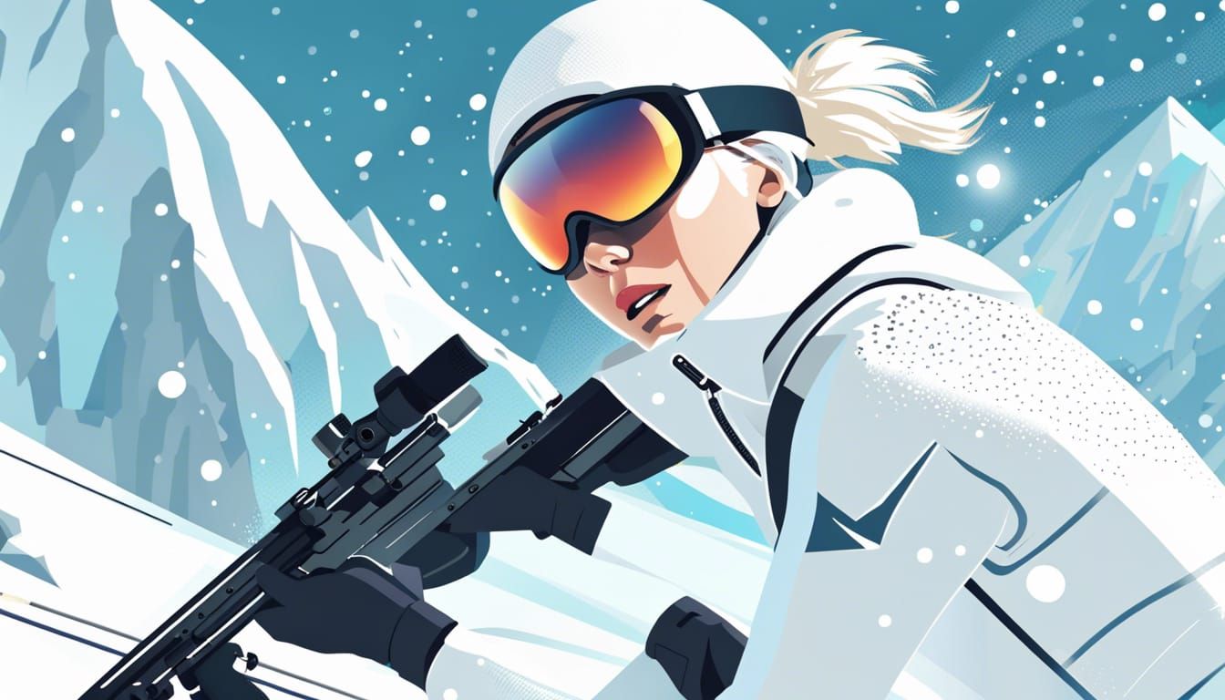 Biathlon Competition in Anime Style Vector Art