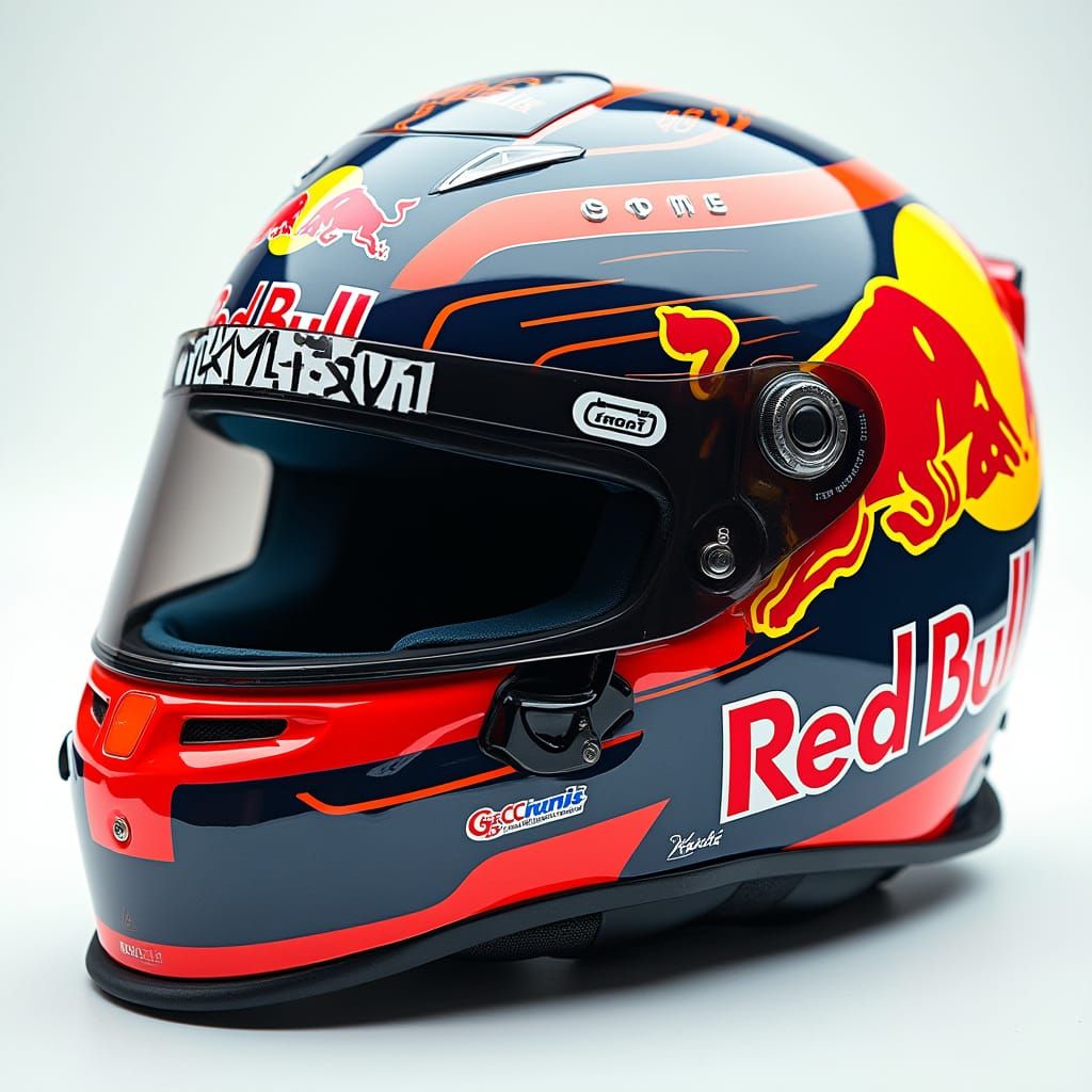Sleek Red Bull Helmet in Futuristic Style