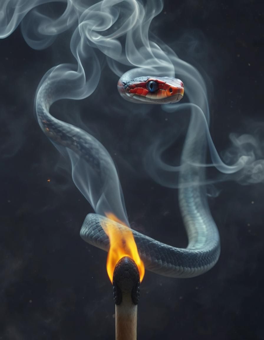 Fiery Smoke Snake Rising in Galactic Night