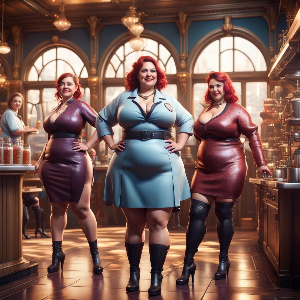 Robotic Scientists in Cafeteria: Detailed Matte Painting