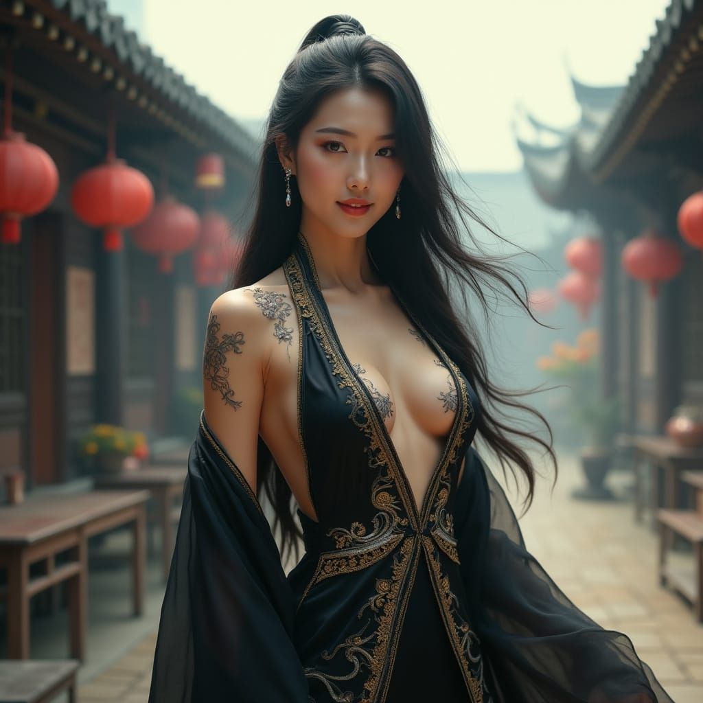 Asian Fantasy Goddess in Hanfu Dress