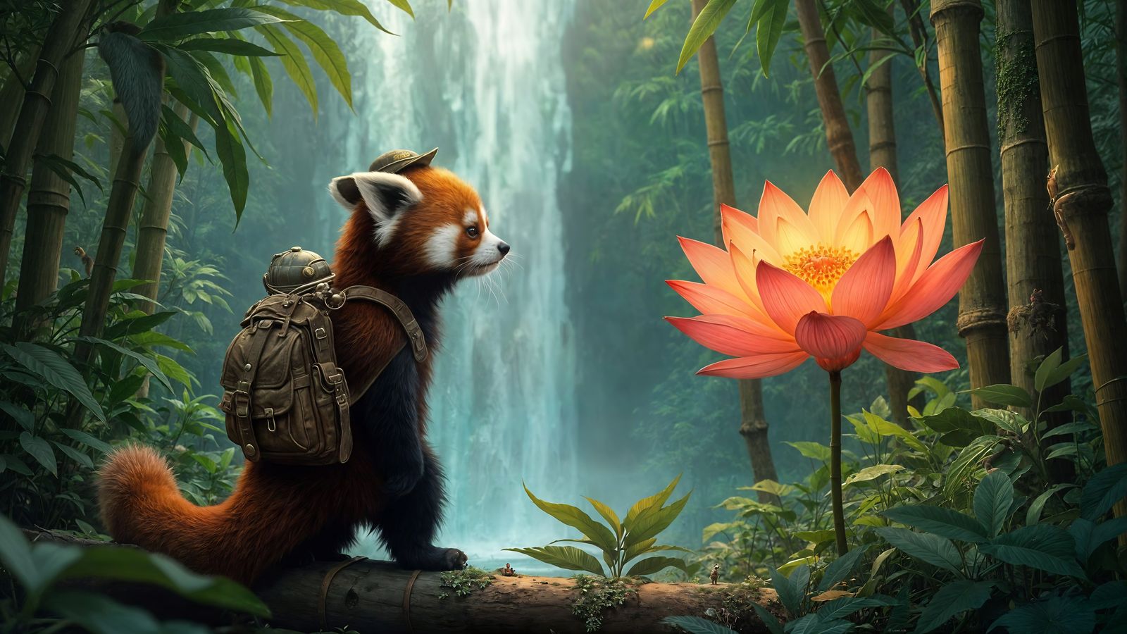 Red Panda Explorer in Lush Bamboo Jungle