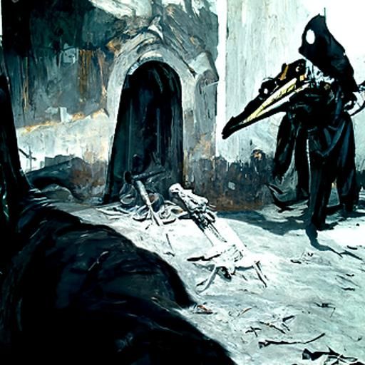 Plague Doctor's Death in Oil Painting Style