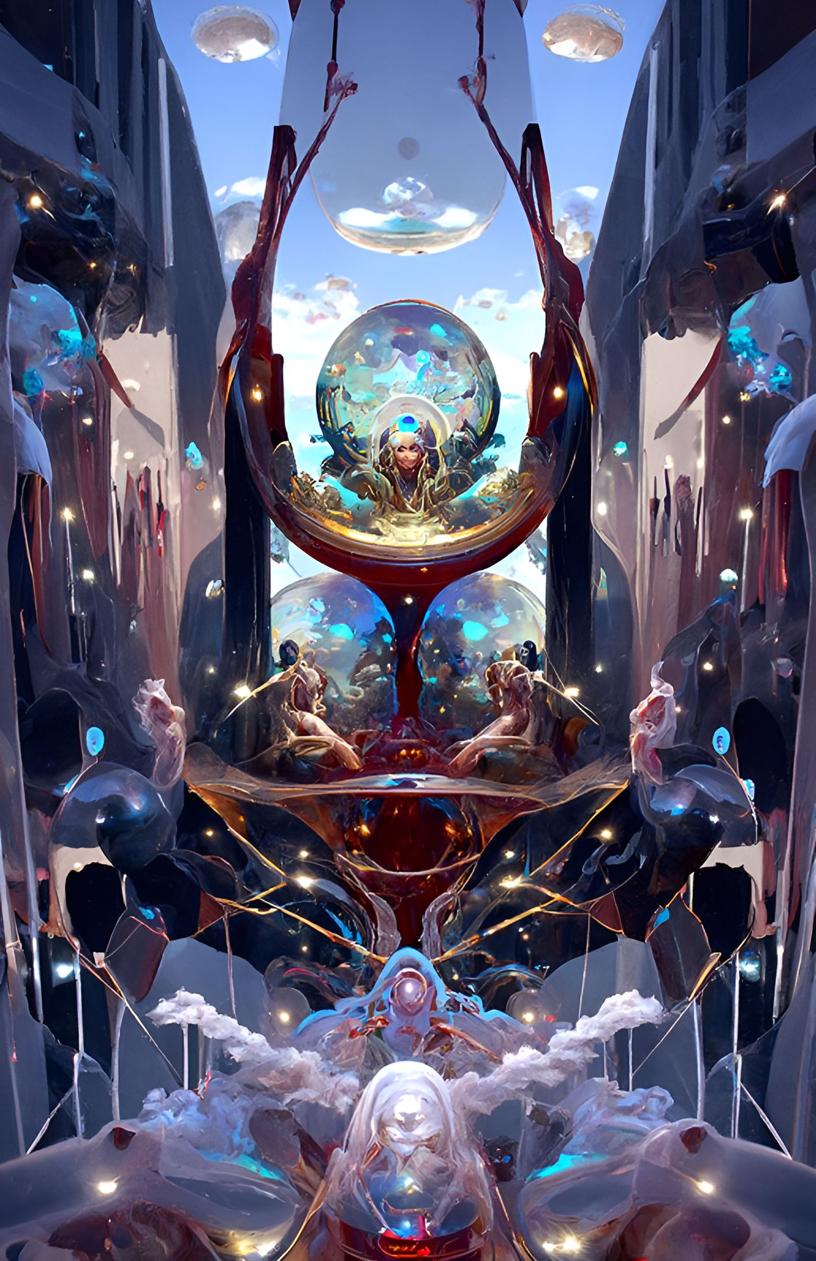 Cosmic Time Windows in Angelarium Art Style
