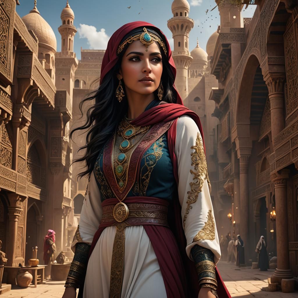 Detailed Matte Painting of an Arabic Woman